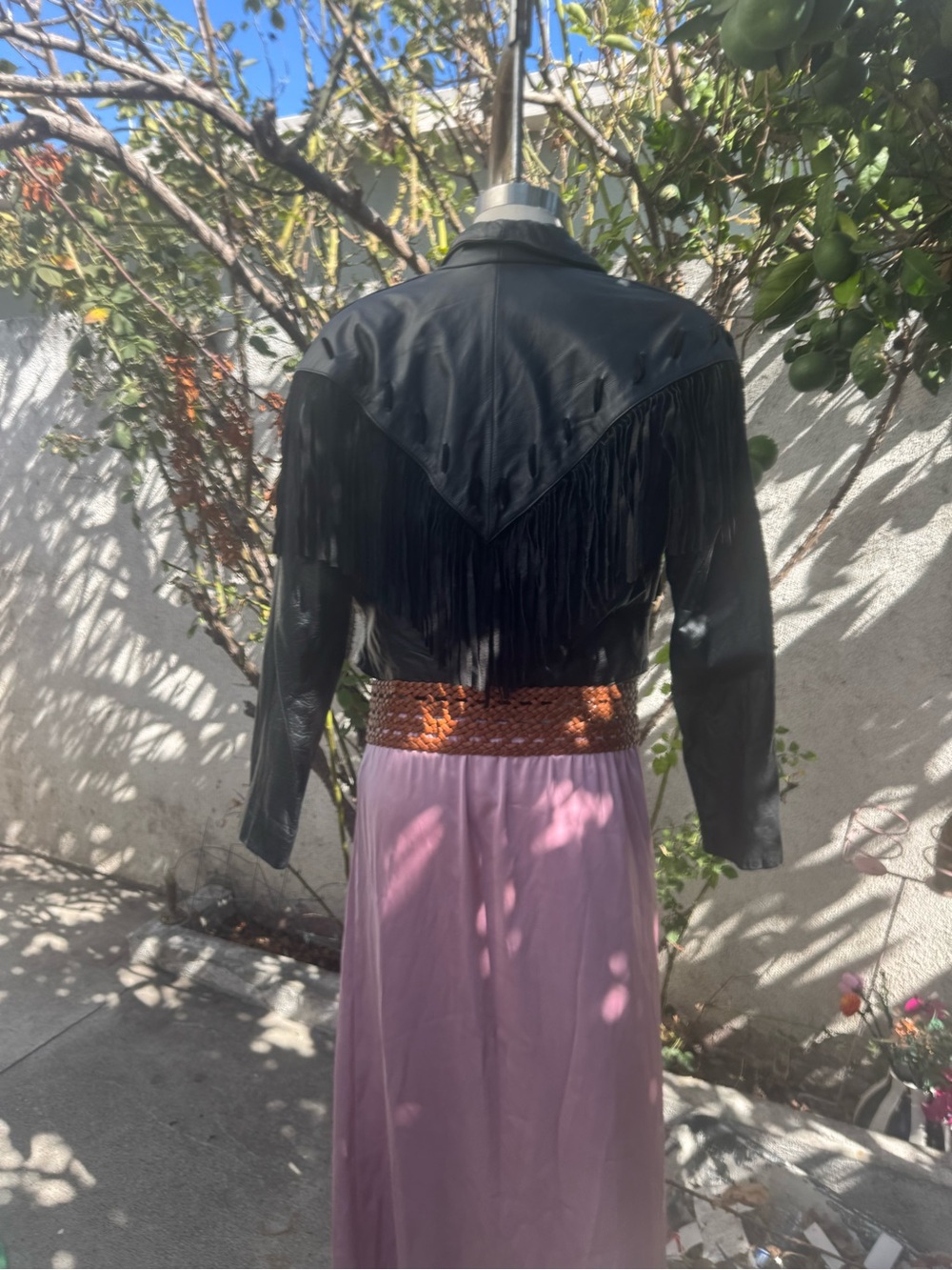 Black Fringe Leather Jacket - Women's Western-Inspired Cropped Coat